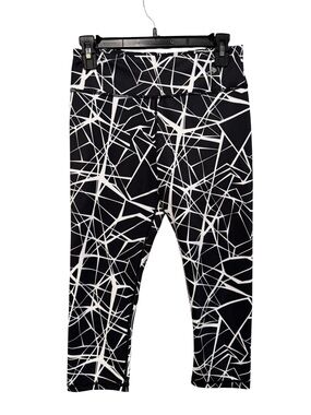 Black & White Geometric High-Waist Active Leggings‎